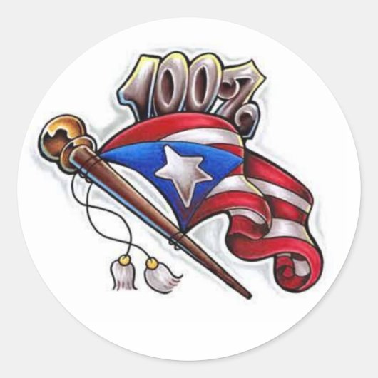 100% Puertoricaans Ronde Sticker (Voorkant)