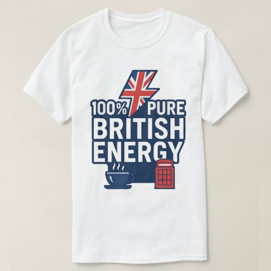 100% Pure Britse Energie Grappig UK Pride T-shirt (Design voorkant)