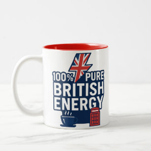 100% Pure Britse Energie Grappig UK Pride Tweekleurige Koffiemok