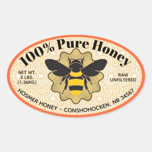 100% pure Honey Jar Ovale Sticker (Voorkant)