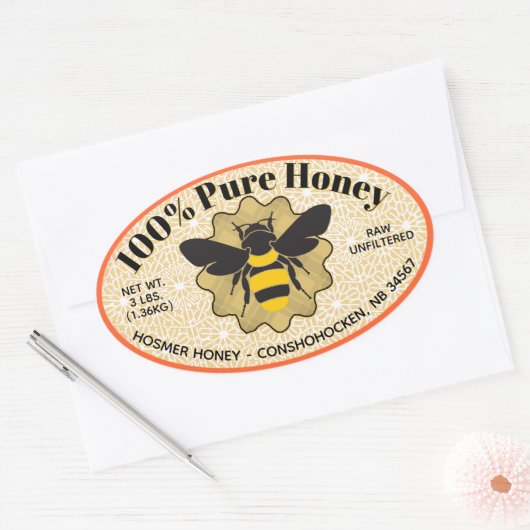 100% pure Honey Jar Ovale Sticker (Envelop)