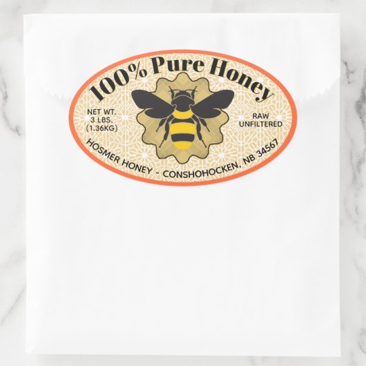 100% pure Honey Jar Ovale Sticker (Tas)