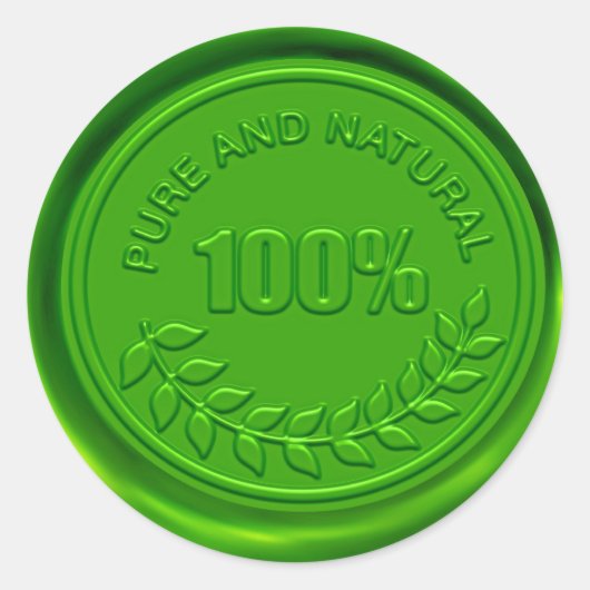 100% Pure & Natuurlijke Wax Seal Ronde Sticker (Voorkant)