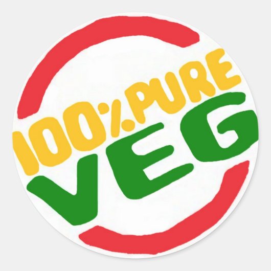 100% Pure Veg Ronde Sticker (Voorkant)