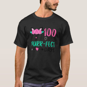 100 Purr-fecte Dagen Schattige Kat Leerling School T-shirt