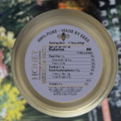 100% PUUR GEMAAKT DOOR BIJEN Honing Voeding Feiten Ronde Sticker