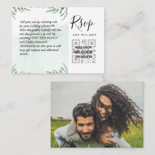 100 QR CODE WEDDING RSVP Greenery PHOTO Enclosure Visitekaartje