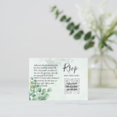 100 QR CODE WEDDING RSVP Greenery PHOTO Enclosure Visitekaartje (Staand voorkant)
