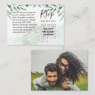 100 QR CODE WEDDING RSVP Greenery PHOTO Enclosure Visitekaartje