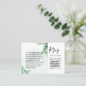 100 QR CODE WEDDING RSVP Greenery PHOTO Enclosure Visitekaartje (Staand voorkant)