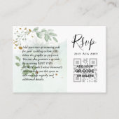 100 QR CODE WEDDING RSVP Greenery PHOTO Enclosure Visitekaartje (Voorkant)