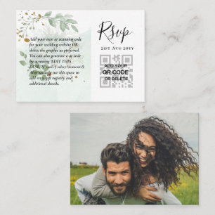 100 QR CODE WEDDING RSVP Greenery PHOTO Enclosure Visitekaartje