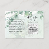 100 QR CODE WEDDING RSVP Greenery PHOTO Enclosure Visitekaartje (Voorkant)