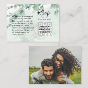 100 QR CODE WEDDING RSVP Greenery PHOTO Enclosure Visitekaartje