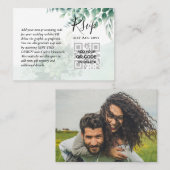 100 QR CODE WEDDING RSVP Greenery PHOTO Enclosure Visitekaartje (Voorkant / Achterkant)