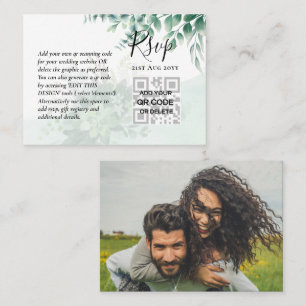 100 QR CODE WEDDING RSVP Greenery PHOTO Enclosure Visitekaartje