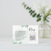 100 QR CODE WEDDING RSVP Greenery PHOTO Enclosure Visitekaartje (Staand voorkant)