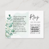 100 QR CODE WEDDING RSVP Greenery PHOTO Enclosure Visitekaartje (Voorkant)