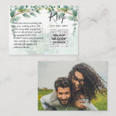 100 QR CODE WEDDING RSVP Greenery PHOTO Enclosure Visitekaartje (Voorkant / Achterkant)
