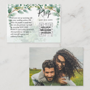 100 QR CODE WEDDING RSVP Greenery PHOTO Enclosure Visitekaartje
