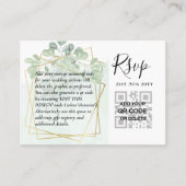 100 QR CODE WEDDING RSVP Greenery PHOTO Enclosure Visitekaartje (Voorkant)