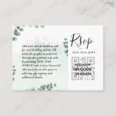 100 QR CODE WEDDING RSVP Greenery PHOTO Enclosure Visitekaartje (Voorkant)