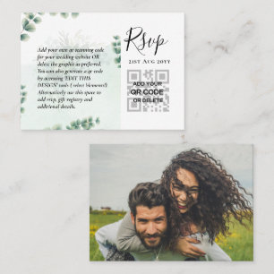 100 QR CODE WEDDING RSVP Greenery PHOTO Enclosure Visitekaartje