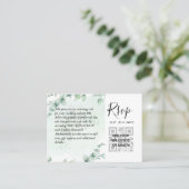 100 QR CODE WEDDING RSVP Greenery PHOTO Enclosure Visitekaartje (Staand voorkant)