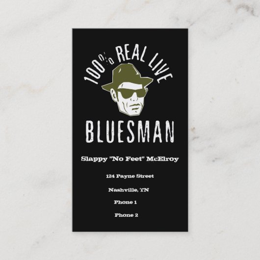 100% Real Live Bluesman Visitekaartjes (Voorkant)