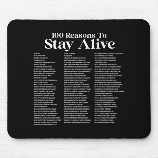 100 Reasons To Stay Alive Suicide Prevention 988 P Muismat (Voorkant)