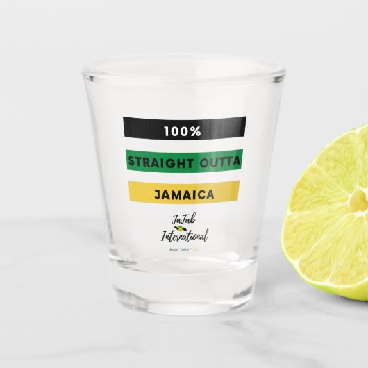 100% recht buiten Jamaica Shot Glass Glas (Voorkant)