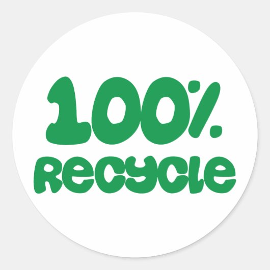 100% Recyclen Producten & Design! Ronde Sticker (Voorkant)
