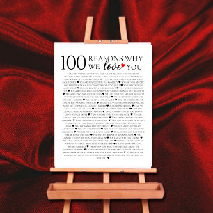 100 Redenen dat we van je houden 100e verjaardagsc Poster