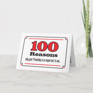 100 redenen voor vriendschap kaart