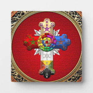[100] Rosy Cross (Roos Croix) op Red & Gold Fotoplaat
