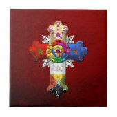 [100] Rosy Cross (Roos Croix) Tegeltje (Voorkant)