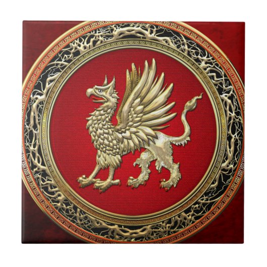 [100] Sacred Gold Griffin Tegeltje (Voorkant)
