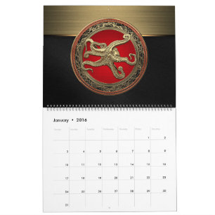 [100] Sacred Gold Octopus in Defensief Posture Kalender