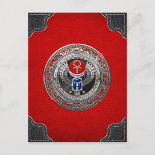 [100] Sacred Silver Egyptian Winged Scarab & Ankh Briefkaart