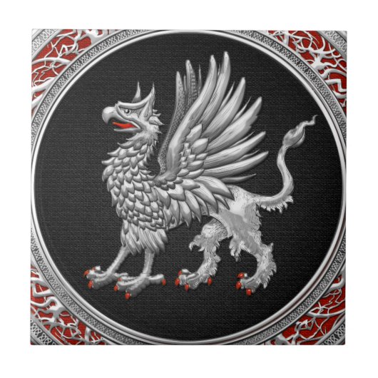 [100] Sacred Silver Griffin Tegeltje (Voorkant)