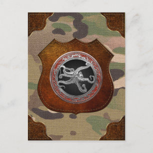 [100] Sacred Silver Octopus in Defensief Posture Briefkaart