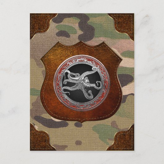 [100] Sacred Silver Octopus in Defensief Posture Briefkaart (Voorkant)