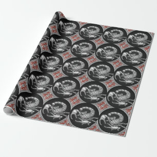 [100] Sacred Silver Scorpion op zwart Cadeaupapier