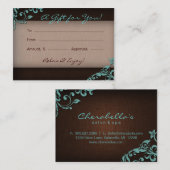 /100 Salon Gift Card Spa Linen Floral Brown Blue Kortingskaartje (Voorkant / Achterkant)