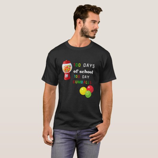 100 schooldagen 100 dagen gumballs t-shirt (Voorkant volledig)
