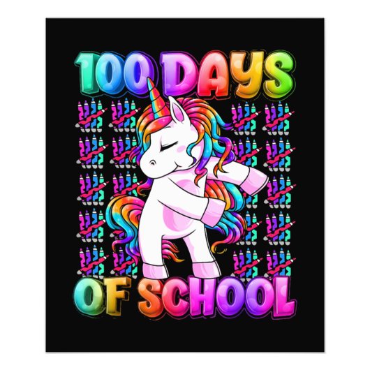 100 schooldagen unicorn foto afdruk (Voorkant)