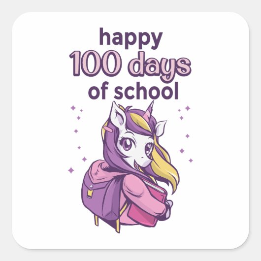 100 schooldagen vierkante sticker (Voorkant)