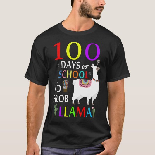 100 schooldagen zonder prob lama t-shirt (Voorkant)