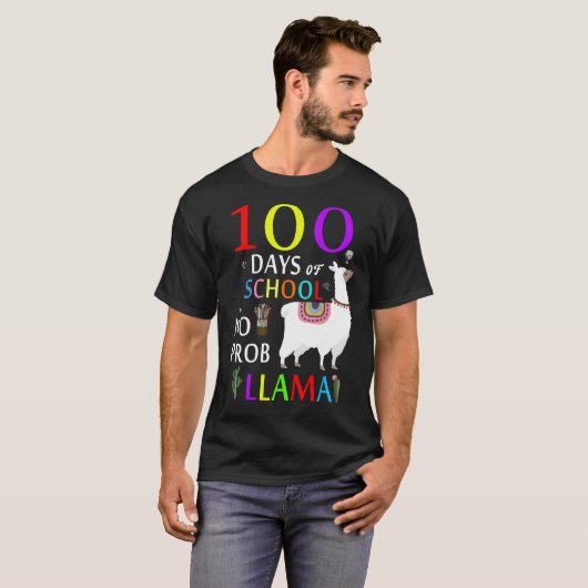 100 schooldagen zonder prob lama t-shirt (Voorkant volledig)