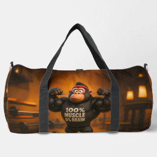 100% Spier 0% Hersenen – Grappige Cartoon Gorilla Plunjezak